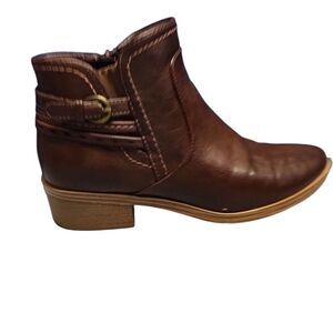 Baretraps Medley Ankle‎ Bootie Womens Size 8M Brown Leather Block Heel Side Zip